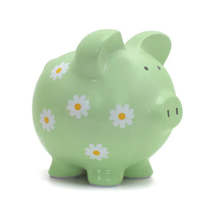 Child To Cherish Green Daisy Large Piggy Bank