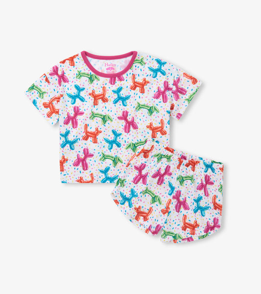 Hatley White / 5 Hatley Girls Balloon Pets Short Sleep Set