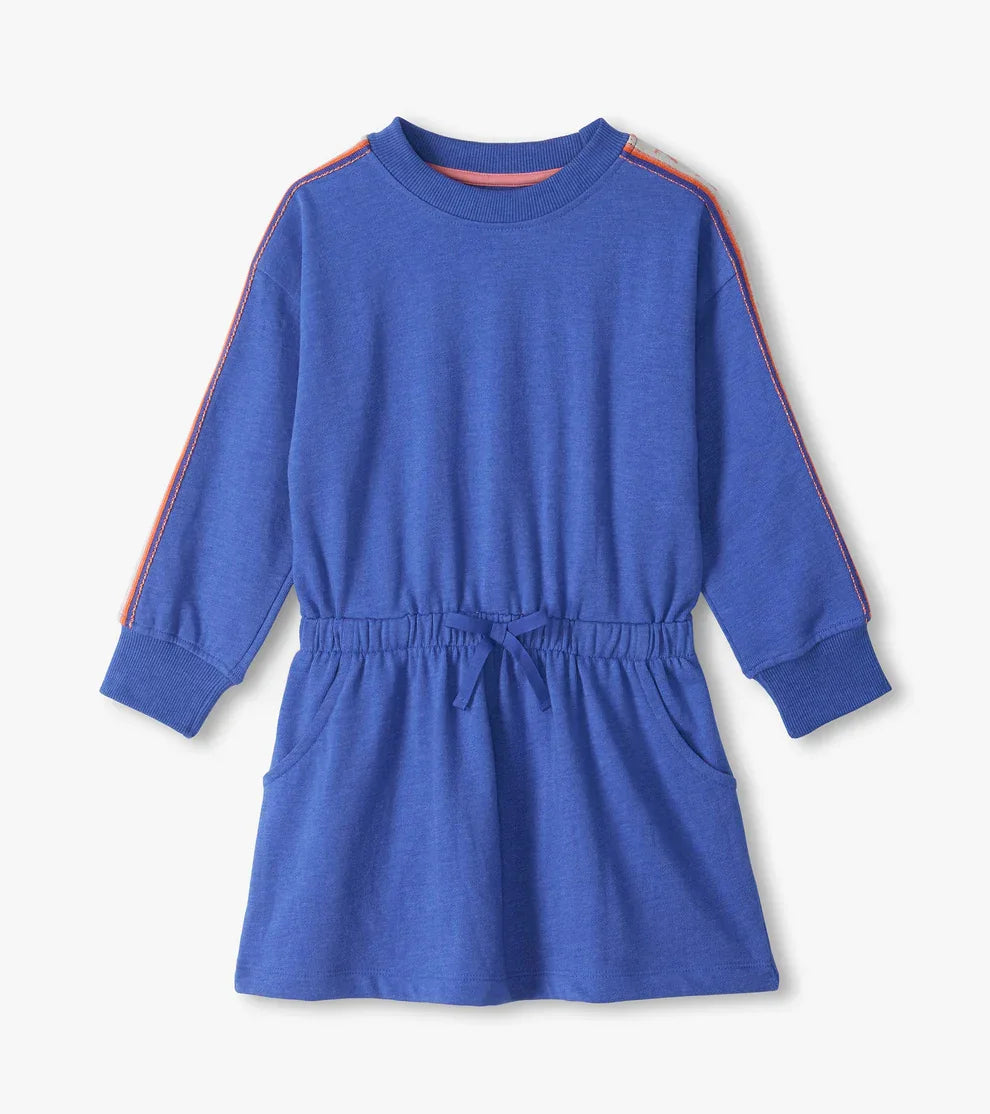 Hatley Girls Dresses Dazzling Blue / 5 Hatley Girls Dazzling Blue Ribbon Sleeve Cozy Dress