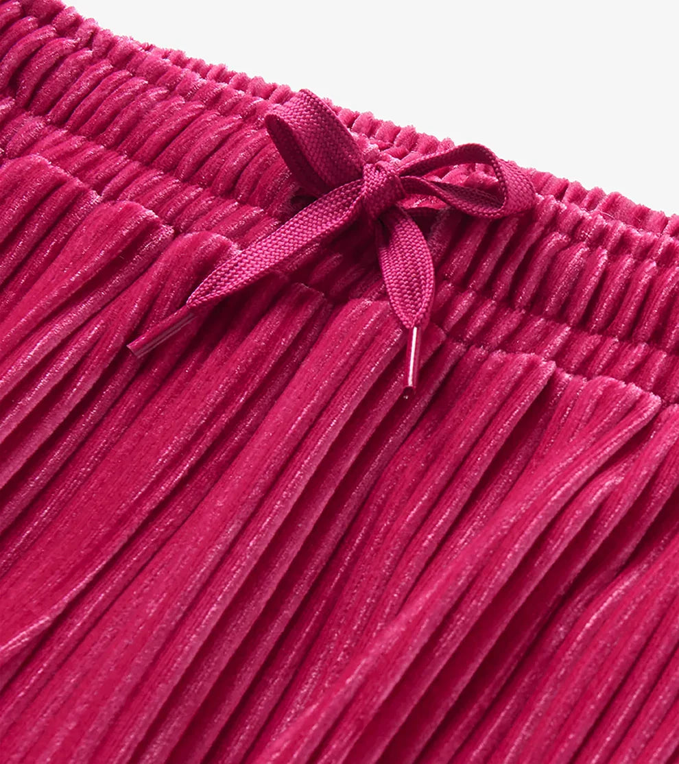 Hatley Girls Shirts Hatley Girls Pink Pleated Velour Relaxed Pants