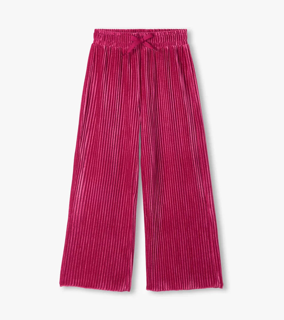 Hatley Girls Shirts Pink Yarrow / 5 Hatley Girls Pink Pleated Velour Relaxed Pants
