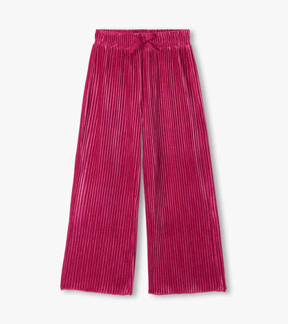 Hatley Girls Shirts Pink Yarrow / 5 Hatley Girls Pink Pleated Velour Relaxed Pants