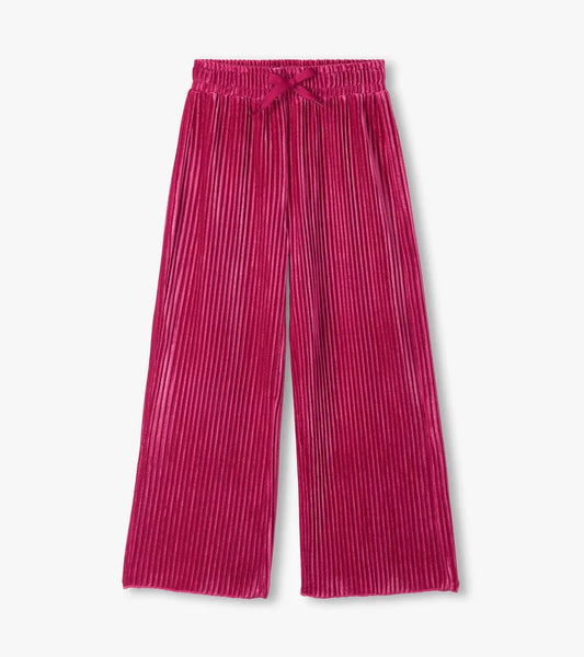 Hatley Girls Shirts Pink Yarrow / 5 Hatley Girls Pink Pleated Velour Relaxed Pants