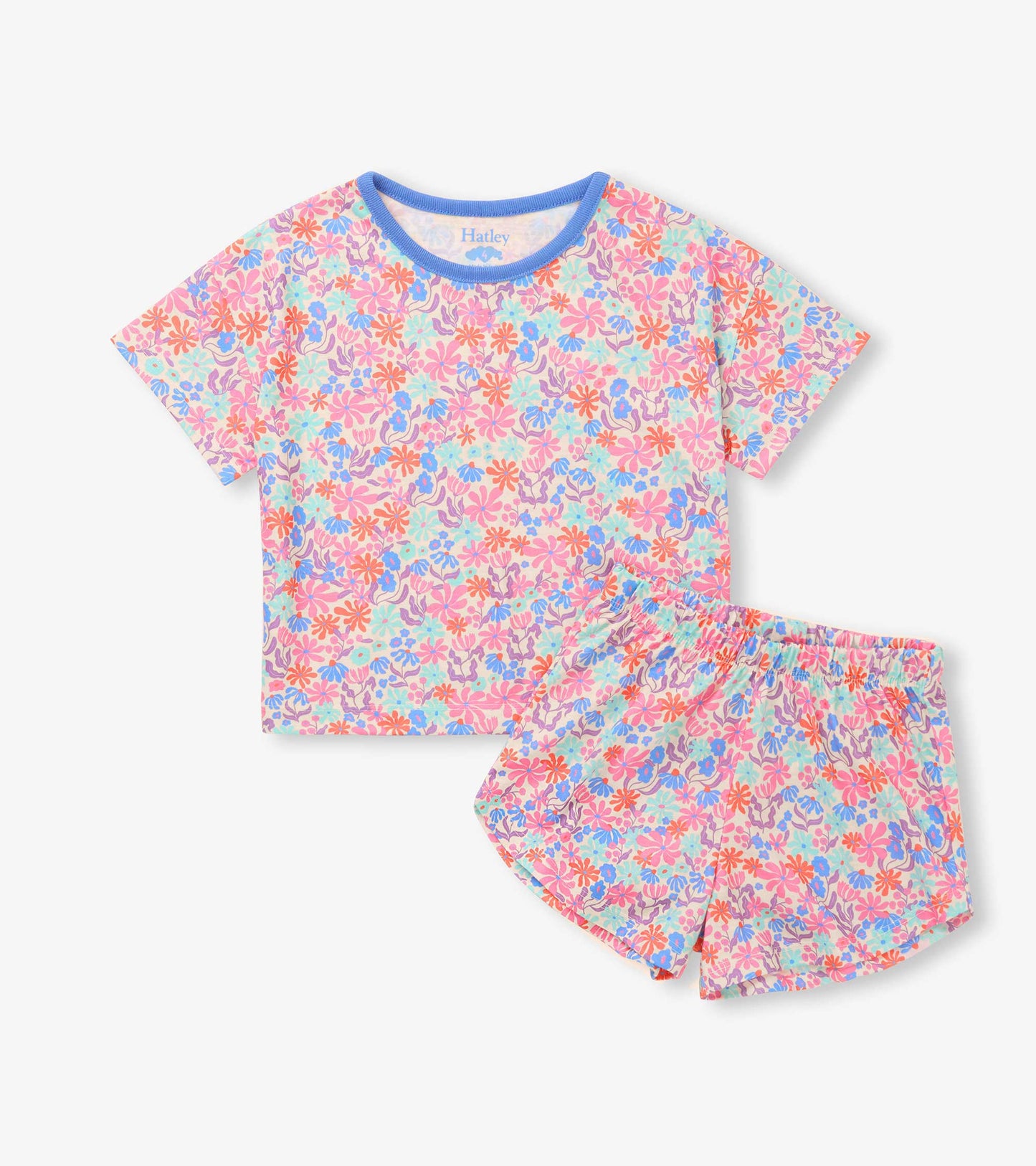 Hatley Blue / 5 Hatley Girls Whimsical Flowers Short Sleet Set