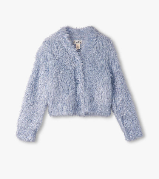 Hatley Glitter Heart Blue Metallic Cardigan