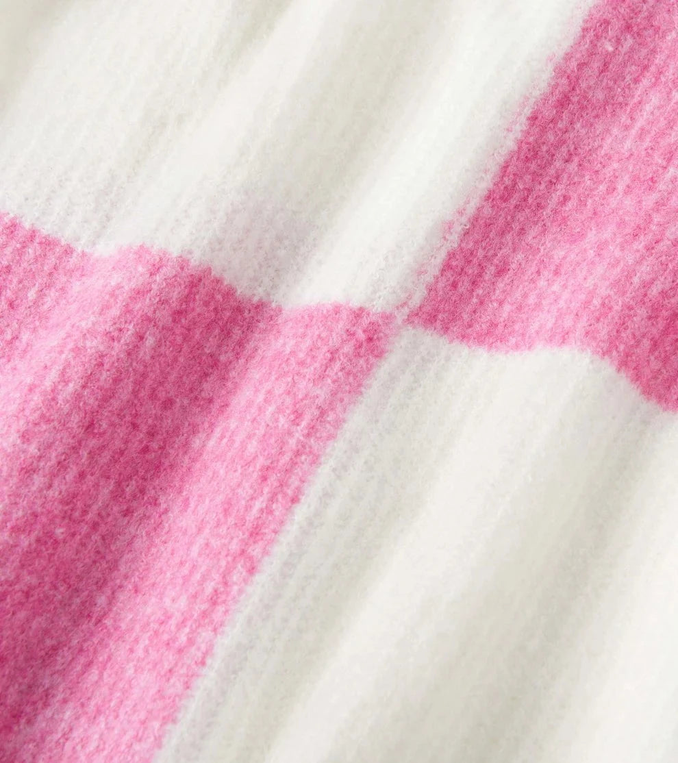 Hatley Sea Pink Check Drop Shoulder Sweater
