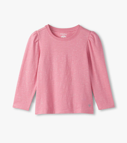 HatleyHatley Sea Pink Sparkle Puff Sleeve TeeBabysupermarket