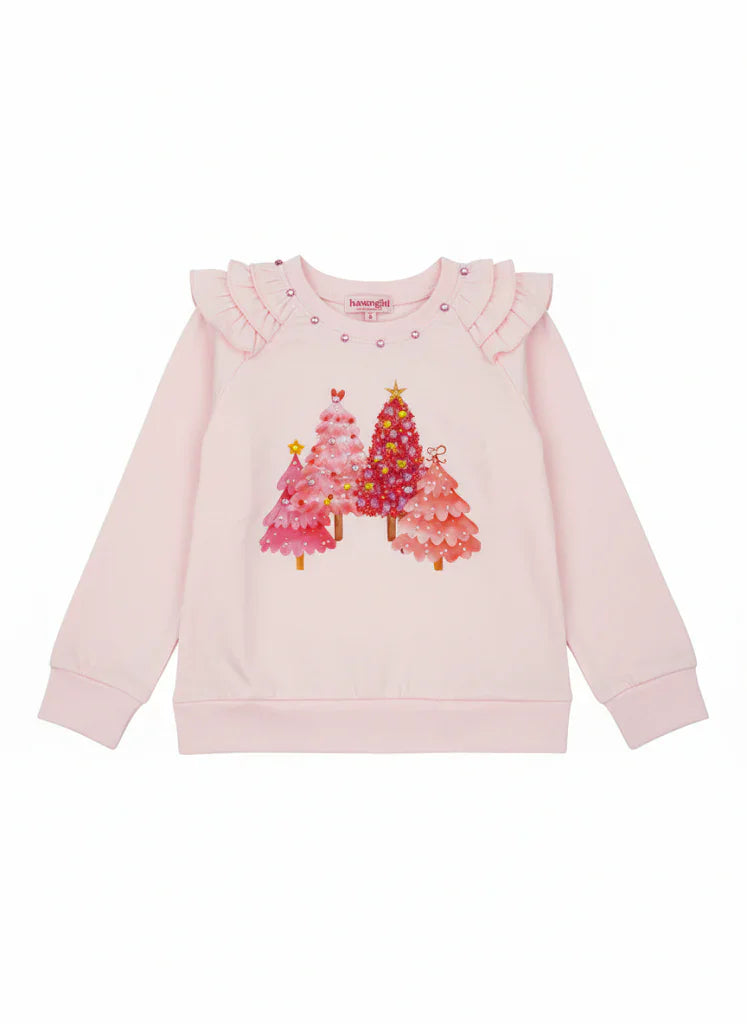 Haven Girl Pink Christmas LF Ruffle Tee