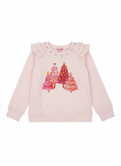 Haven Girl Pink Christmas LF Ruffle Tee