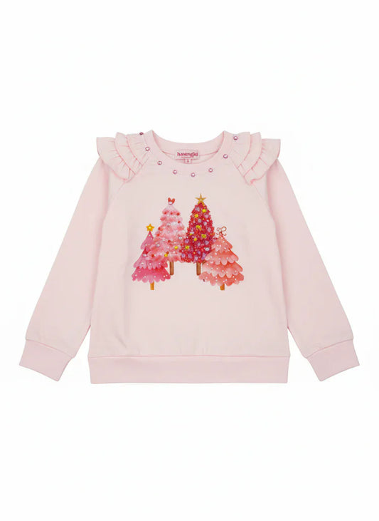 Haven Girl Pink Christmas LF Ruffle Tee