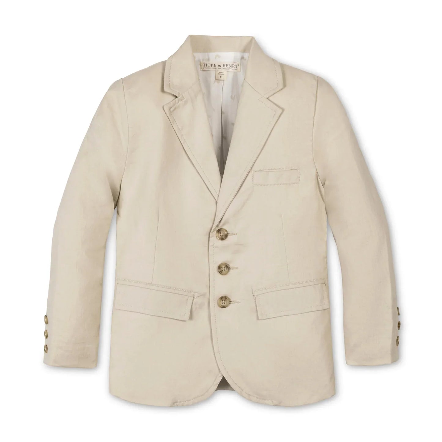 Hope & Henry Sand Linen / 4 Hope & Henry Boys Linen Suit Jacket - Sand Linen