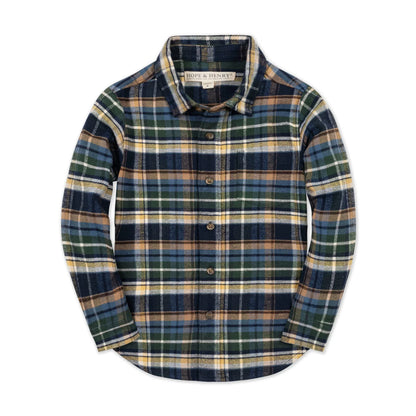 Hope & Henry Boys Shirts Navy Cottage Plaid / 5 Hope & Henry Boys Organic Flannel Shirt
