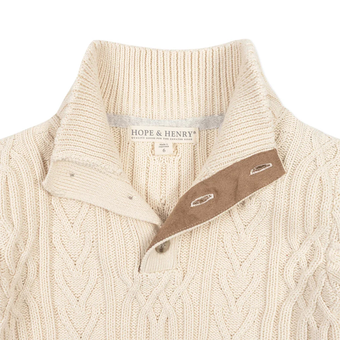Hope & HenryHope & Henry Boys Organic Mock Neck Cable SweaterBabysupermarket