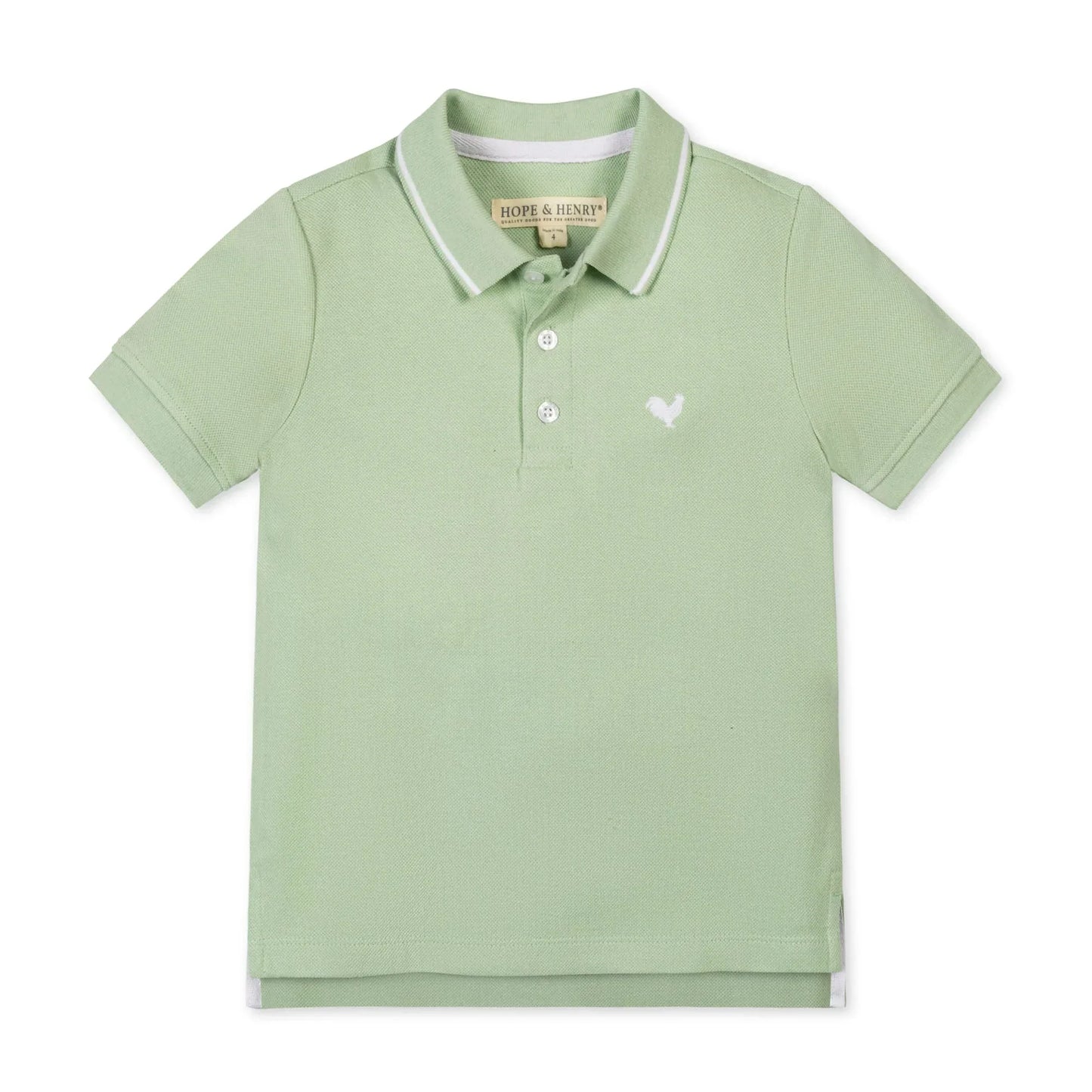 Hope & Henry Soft Green / 4 Hope & Henry Boys Pique Polo - Soft Green