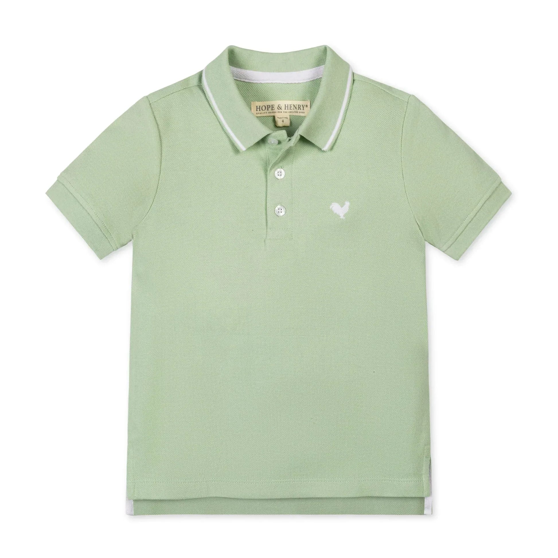 Hope & Henry Soft Green / 4 Hope & Henry Boys Pique Polo - Soft Green