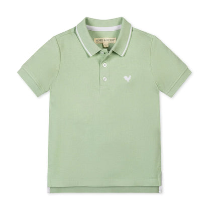 Hope & Henry Soft Green / 4 Hope & Henry Boys Pique Polo - Soft Green