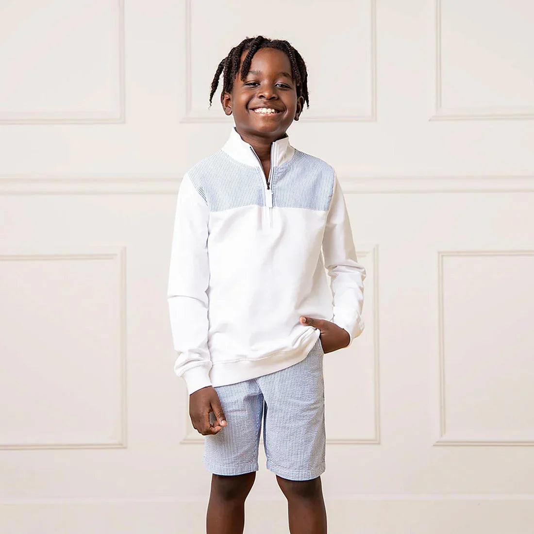Hope & HenryHope & Henry Boys Seersucker Short - Blue SeersuckerBabysupermarket