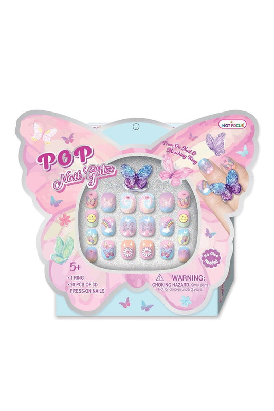 Hot Focus Tween / Makeup / Self Care Hot Focus 3D Pop Nail Glitz - Tie Dye Butterfly