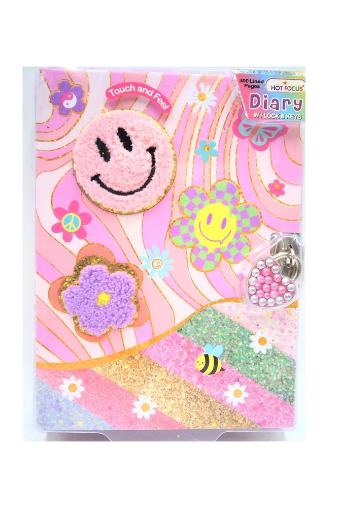 Hot Focus Tween / Makeup / Self Care Hot Focus Diary with Lock & Key - Groovy Flower