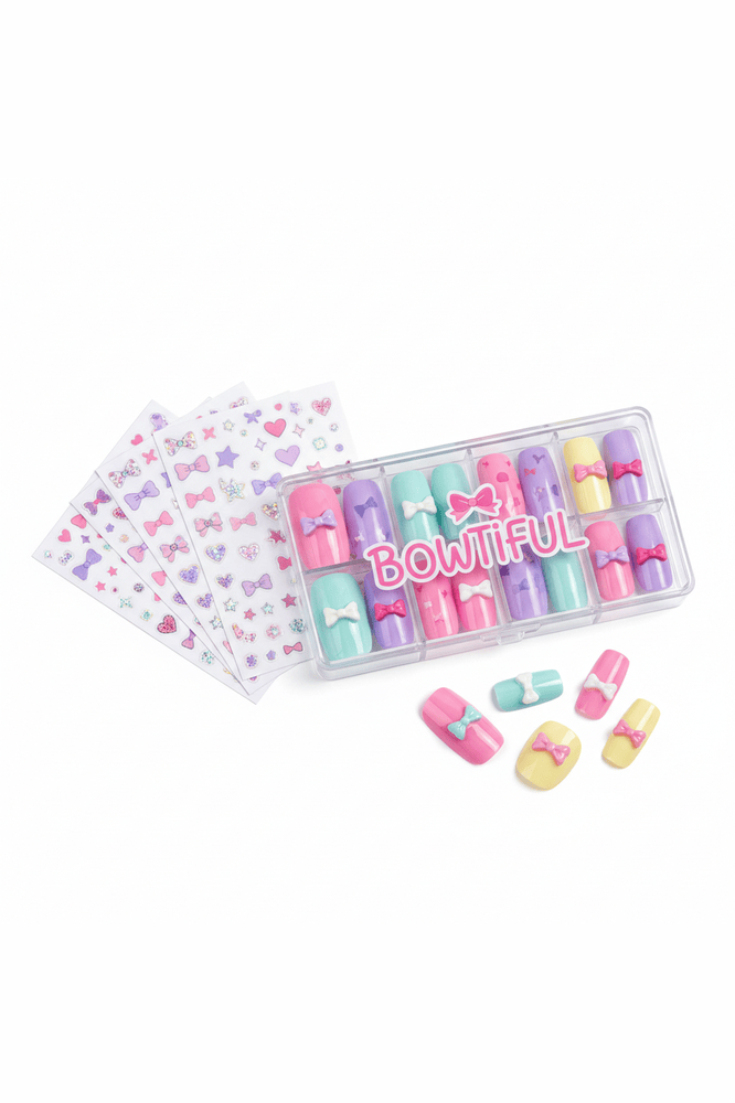 Hot Focus Tween / Makeup / Self Care Hot Focus Stick on Me Press On Nails & Stickers - Bowtiful
