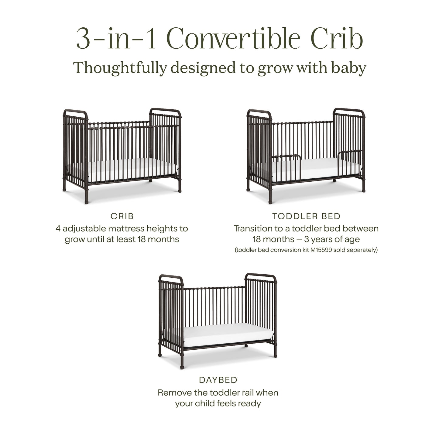 Namesake Abigail 3-in-1 Convertible Crib