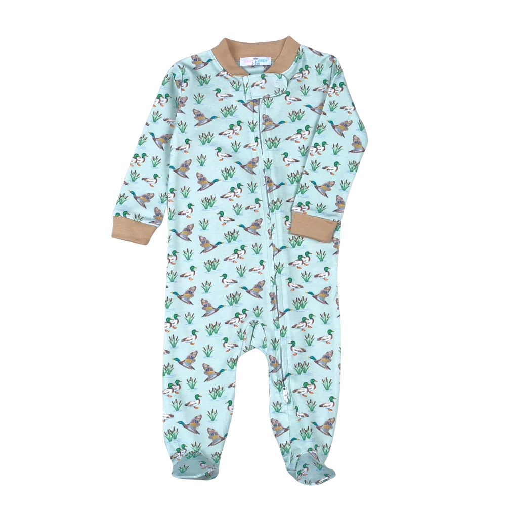 Baby Loren Boys Mallard Ducks Zipper Footie