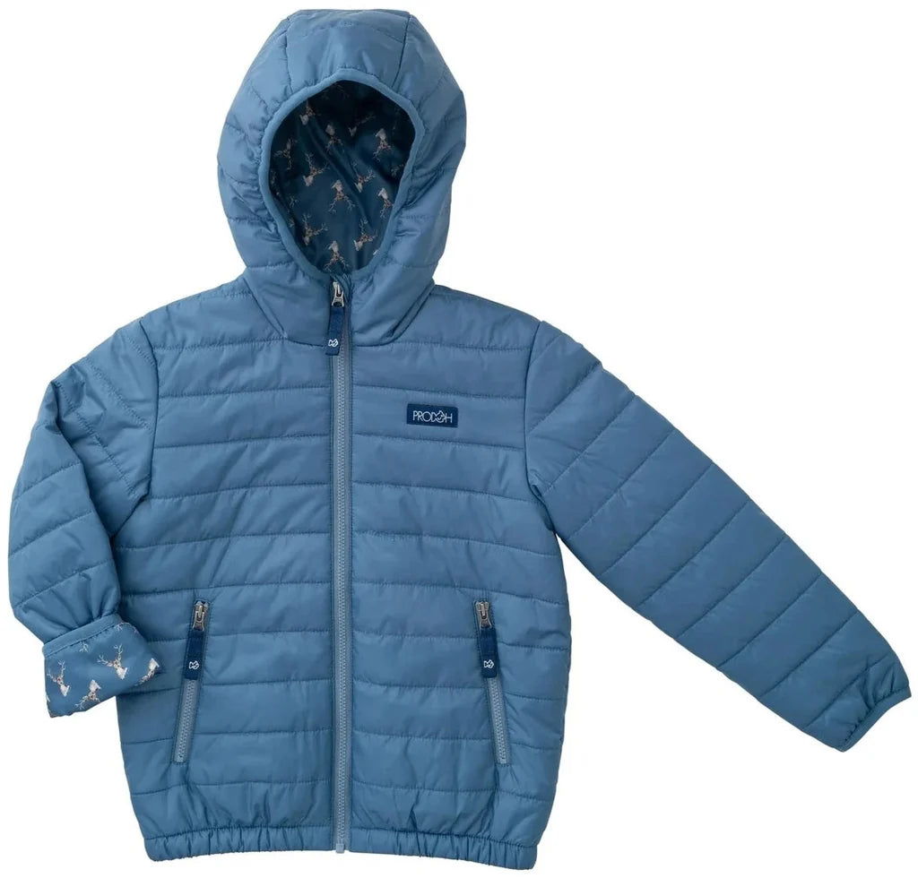 Prodoh Boys Hooded Puffer Jacket - Copen Blue