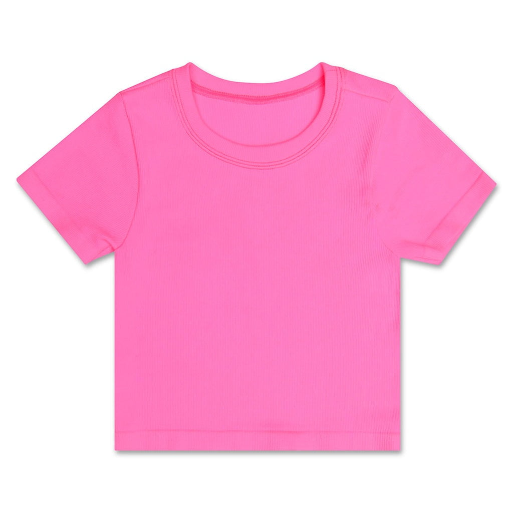 IscreamIscream Girls Bright Pink Ribbed Short Sleeve ShirtBabysupermarket