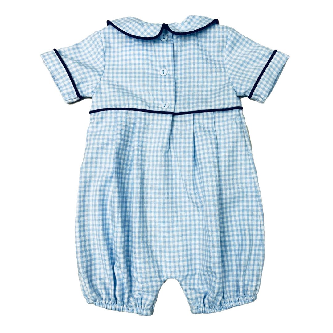 Ishtex Textile Products Ishtex Textile Products Blue Plaid Boys Romper