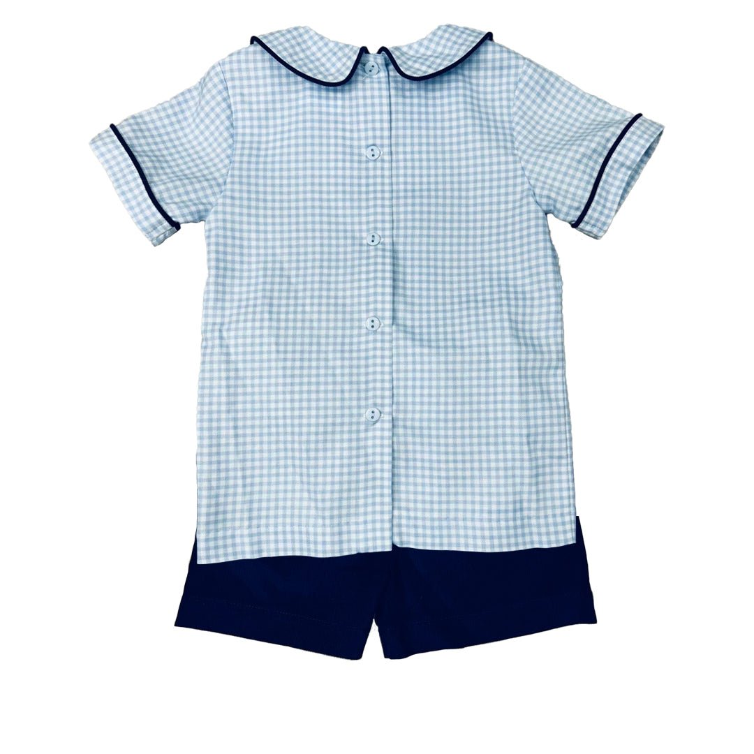 Ishtex Textile Products Ishtex Textile Products Blue Plaid Boys Short Set