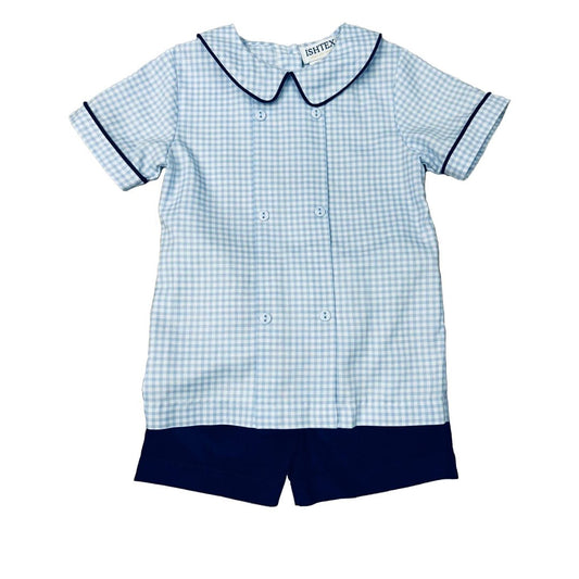 Ishtex Textile Products Blue Plaid / 2 Toddler Ishtex Textile Products Blue Plaid Boys Short Set
