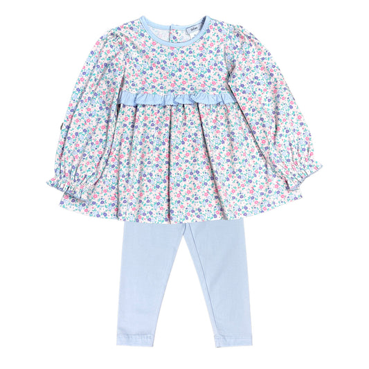 Ishtex Textile Products Blue / 12 Mo Ishtex Textile Products Ditsy Flower Legging Set