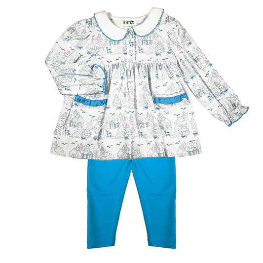 Ishtex Textile Products Blue / 12 Mo Ishtex Textile Products Log Cabin Legging Set