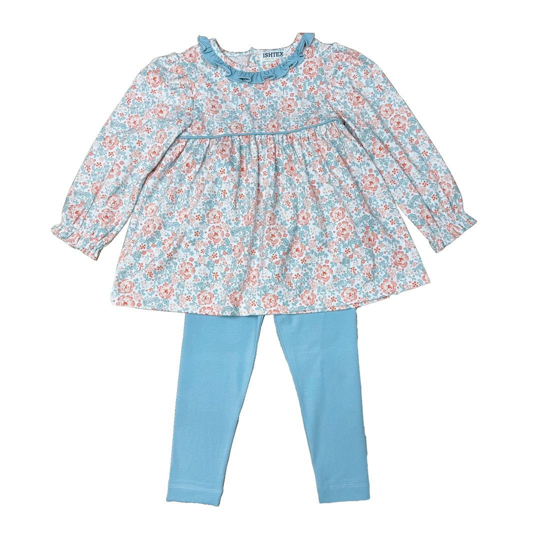 Ishtex Textile Products Blue / 12 Mo Ishtex Textile Products Shallot Rose Legging Set