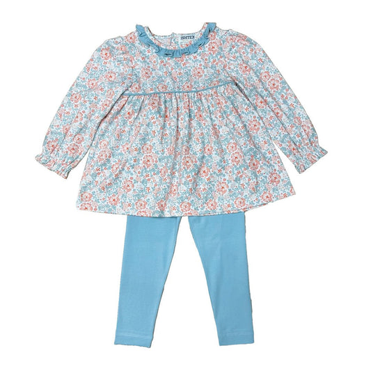Ishtex Textile Products Blue / 12 Mo Ishtex Textile Products Shallot Rose Legging Set