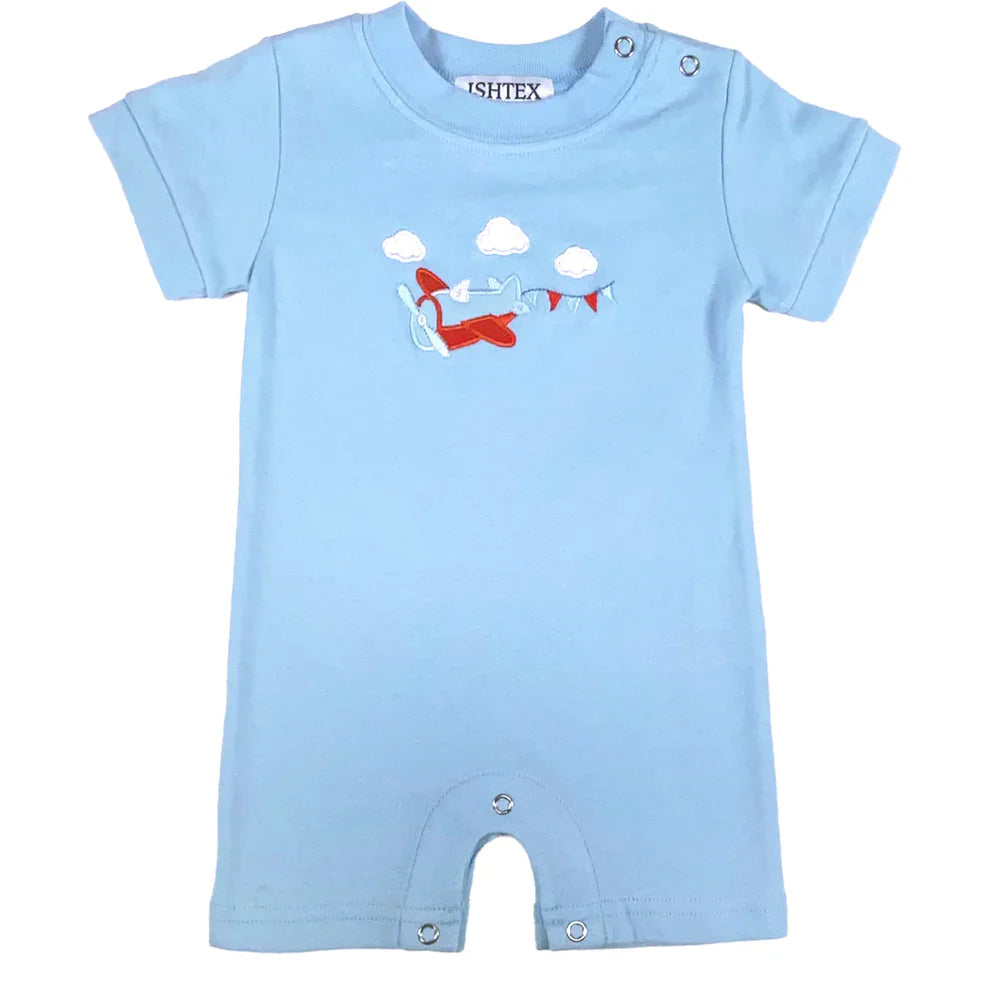 Ishtex Textile Products Blue / 6 Mo Ishtex Textiles Products Boys Airplane Romper