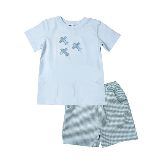 Ishtex Textiles Products Boys Airplane Short Set