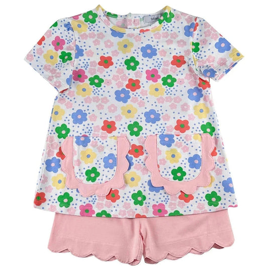 Ishtex Textiles Products Girls Groovy Flower Short Set