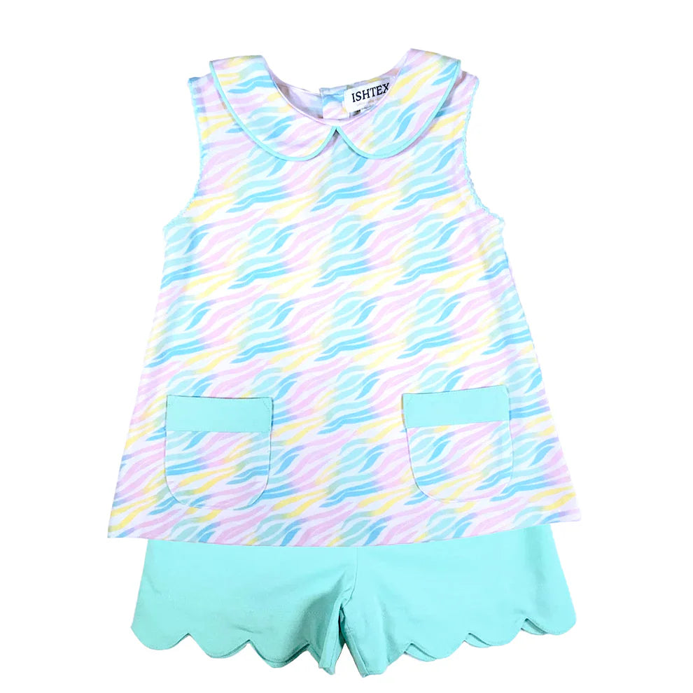 Ishtex Textile Products Rainbow / 2 Toddler Ishtex Textiles Products Girls Rainbow Short Set
