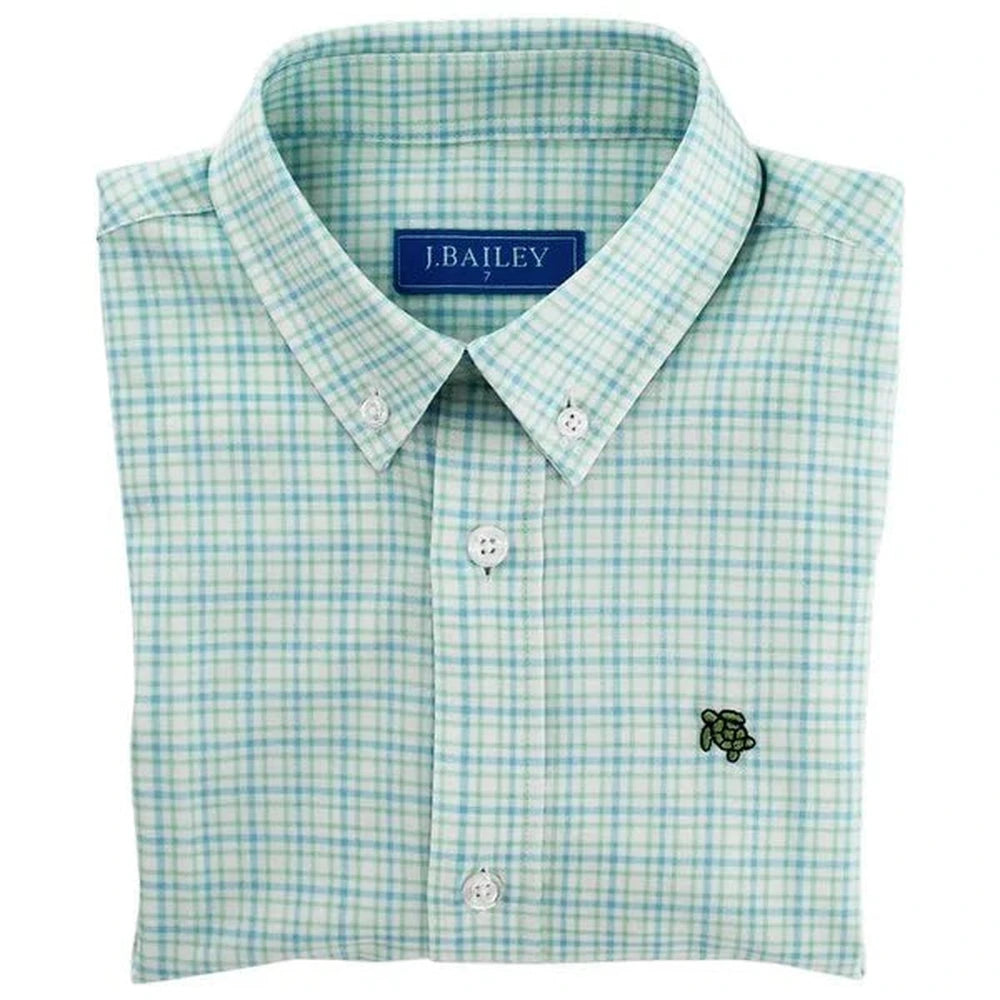 J Bailey by Bailey Boys Performance Button Down Shirt - Lagoon babysupermarket