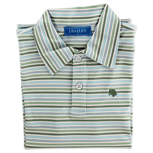 Bailey Boys Kids 4T/4R / Pine J Bailey Pine Striped Long Sleeve Performance Polo