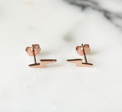 Jack and Jewelz Apparel & Gifts Jack and Jewelz Rose Gold Lightning Bolt Earrings