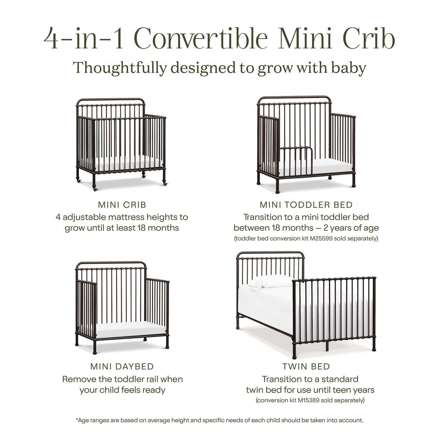 Namesake Winston 4-in-1 Convertible Mini Crib
