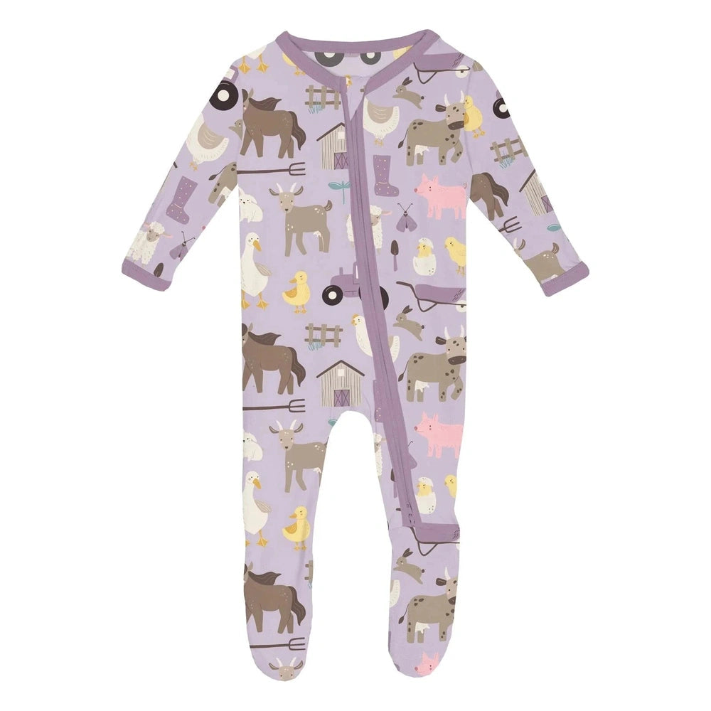 Kickee Pants Girls Thistle Morning on the Farm Ruffle Footie