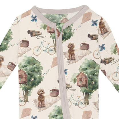 Kickee Pants Natural Tree House 2 Way Zipper Footie