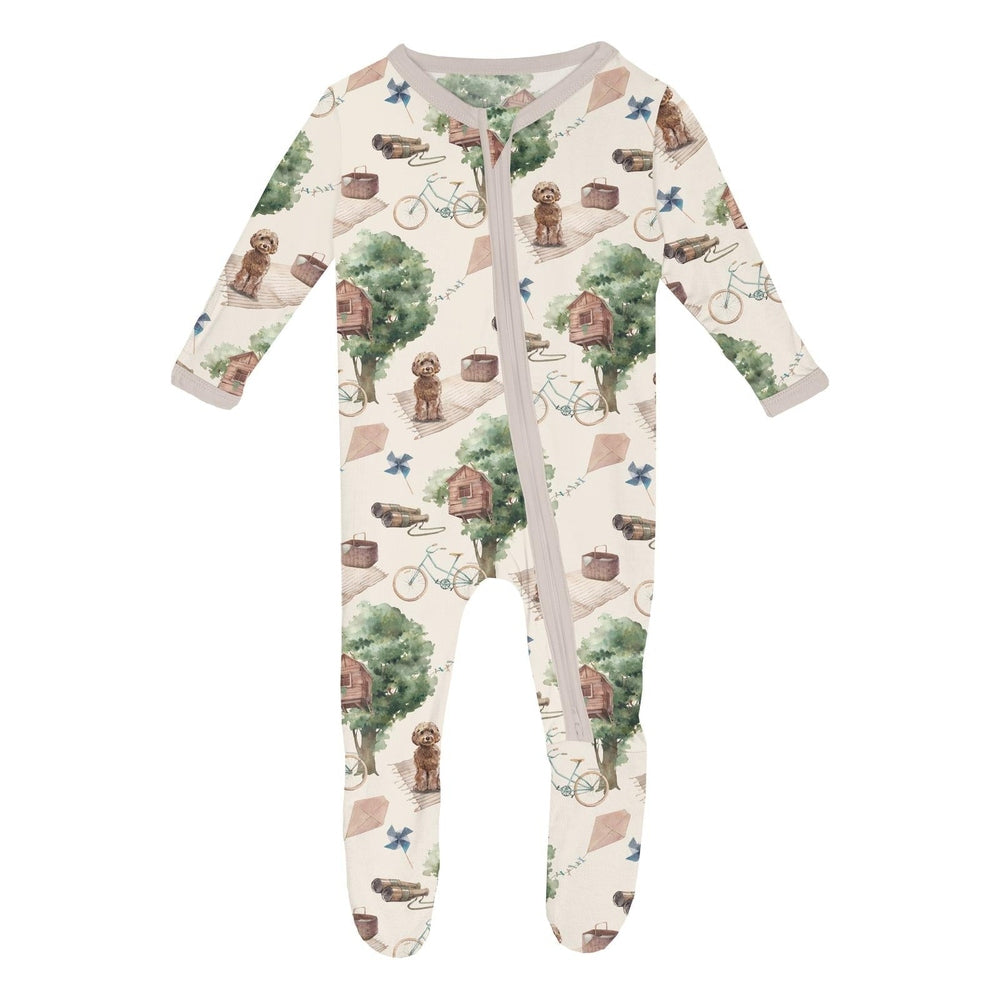 Kickee Pants Natural Tree House 2 Way Zipper Footie