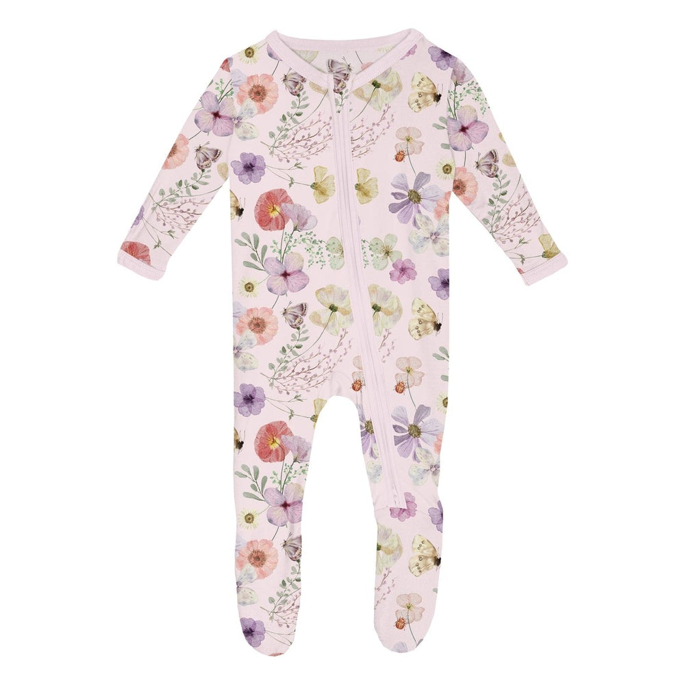 Kickee Pants Shrinking Violet Pressed Flowers Ruffle Footie