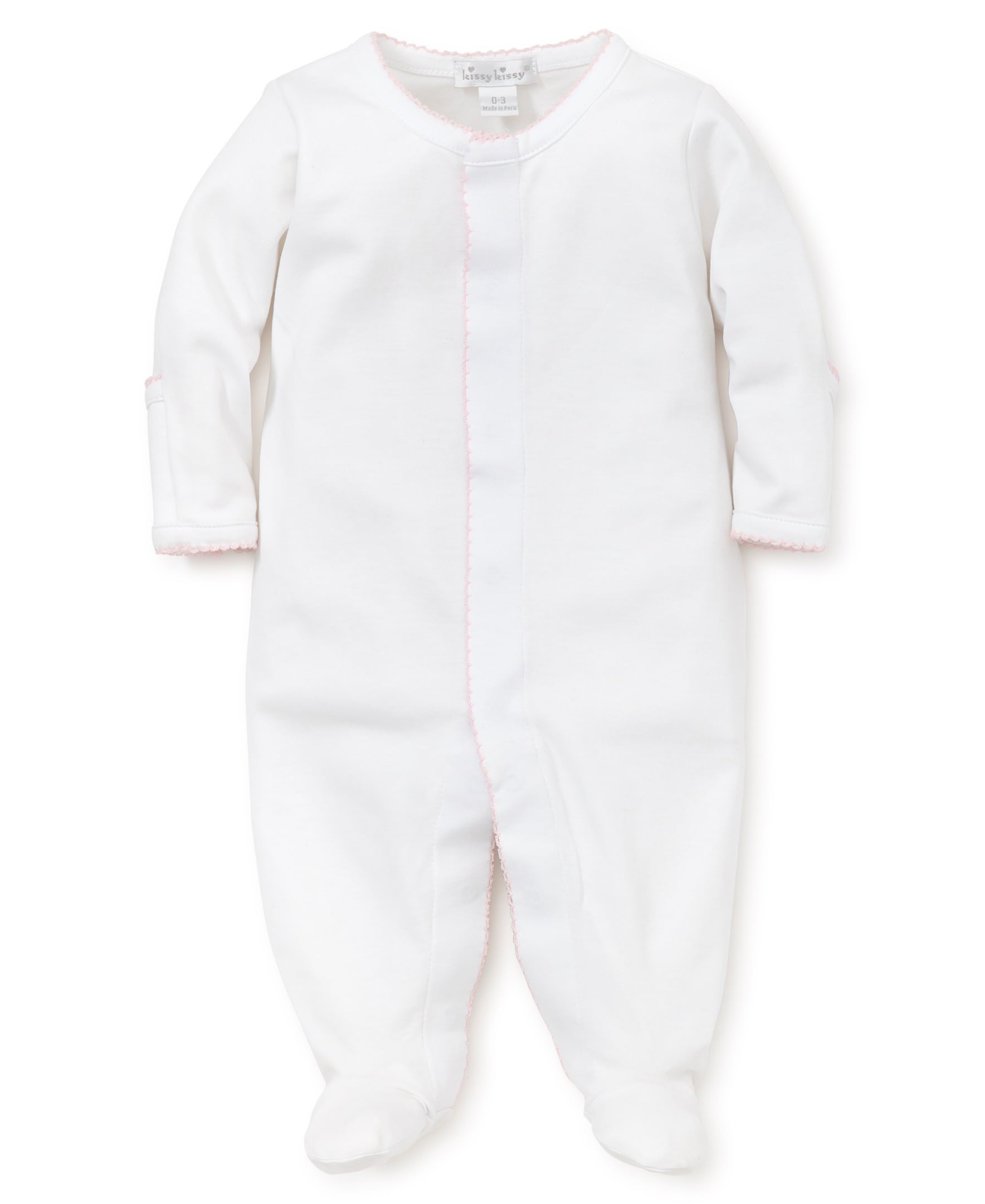 Kissy Kissy Infant Sleepwear Unisex White/Pink / Newborn Kissy Kissy Basics Footie NEW