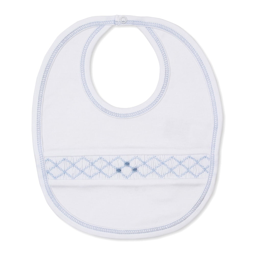 Kissy Kissy White/Light Blue / OS Kissy Kissy Boys CLB Summer 26 Smocked Bib