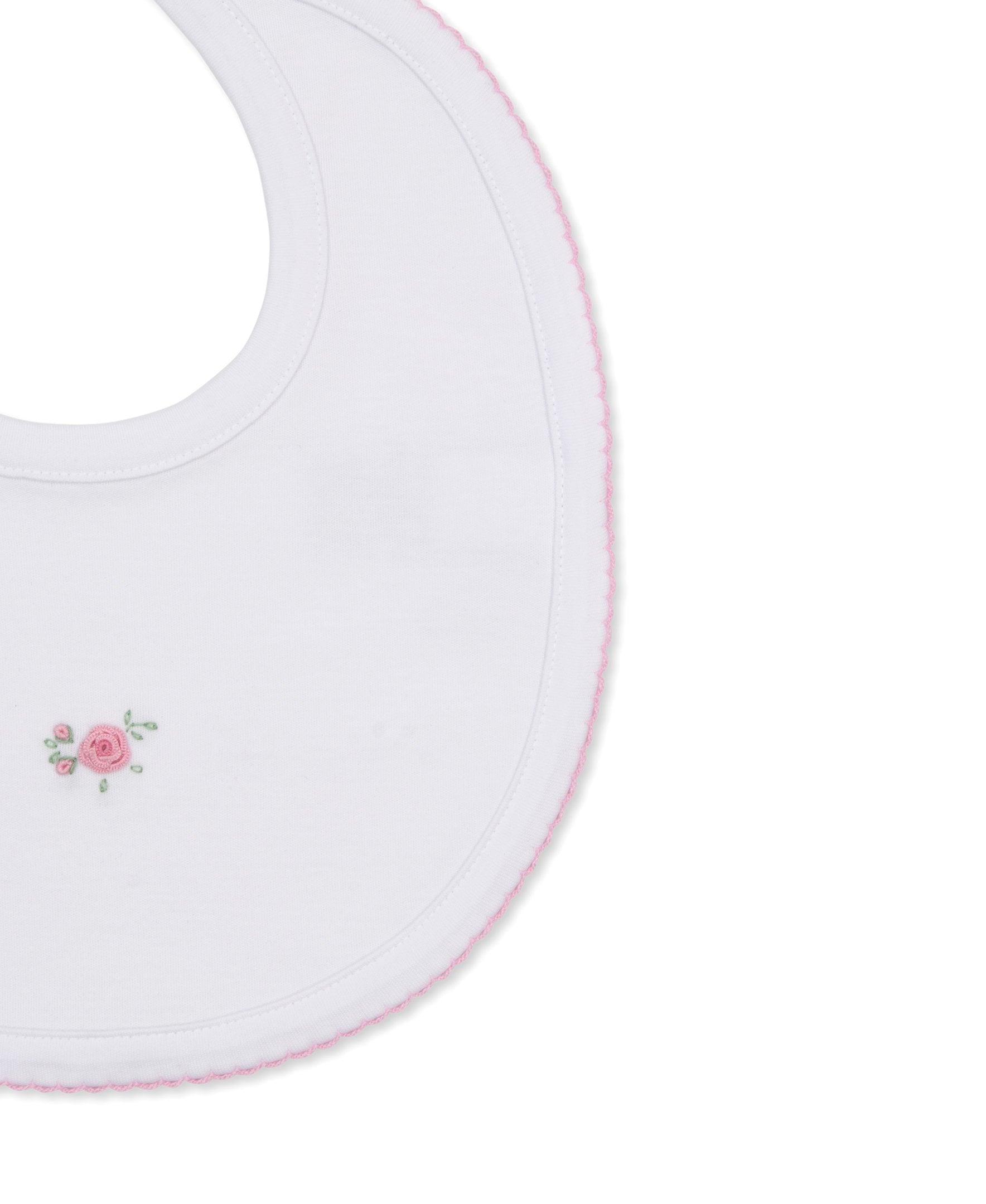 Kissy KissyKissy Kissy Embroidered Rose Bib White w/Pink TrimBabysupermarket